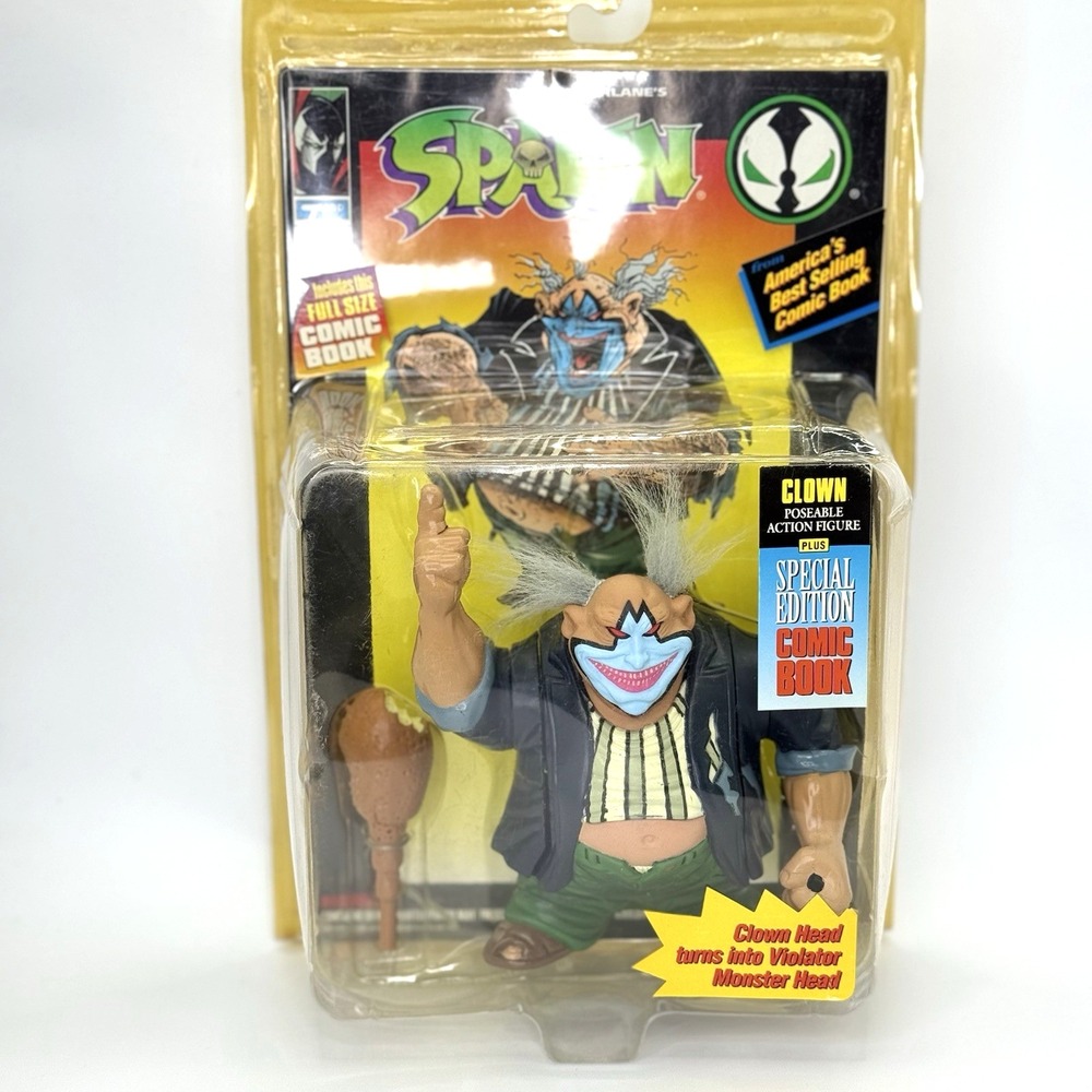 VTG Spawn Clown Action Figure w Comic Todd McFarlane Special Edition 1994‎ MOC